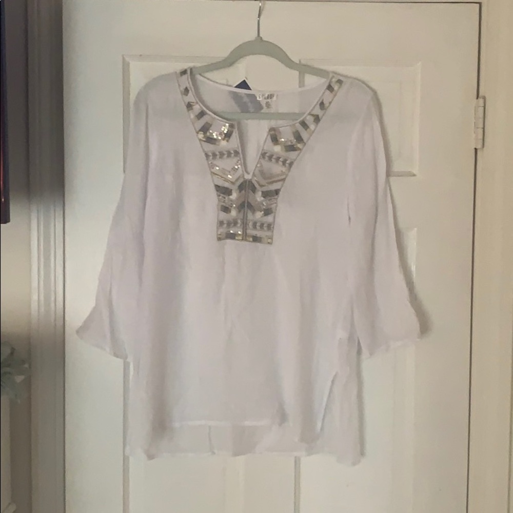 White Swim Cover up w/embroidery